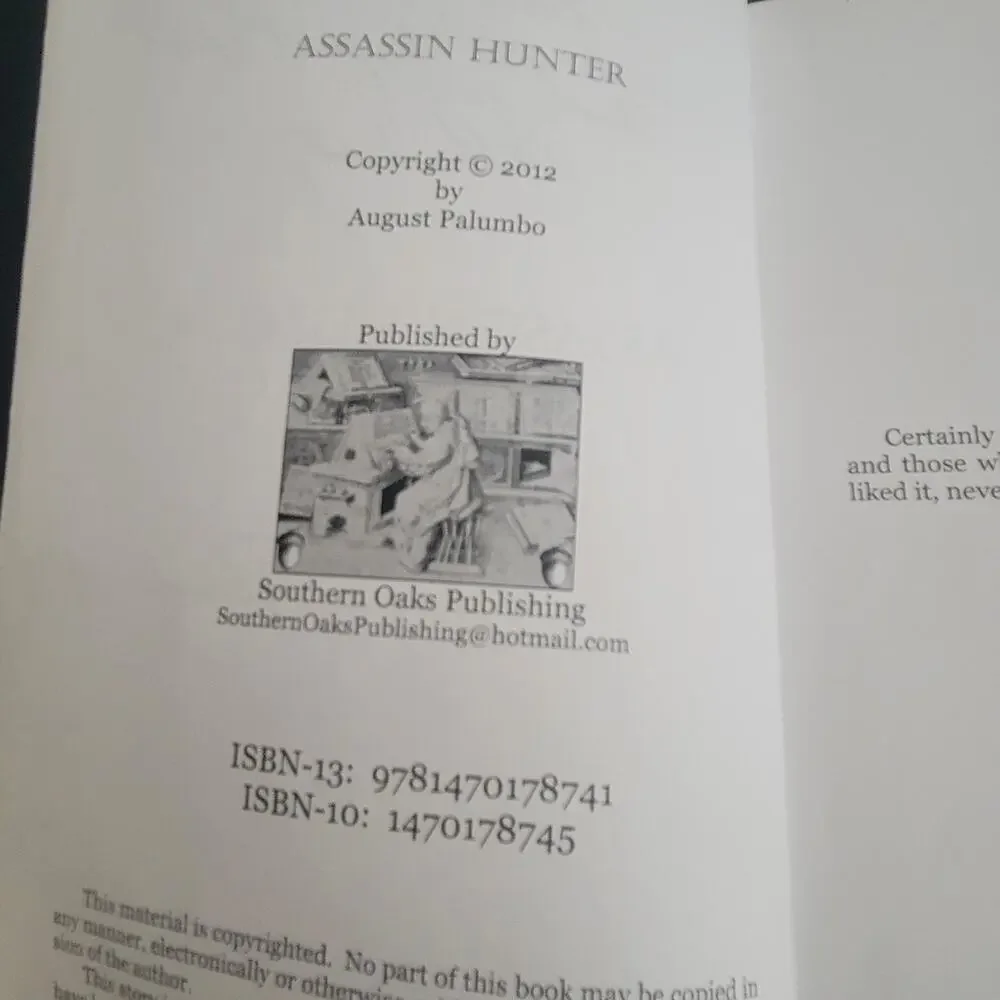 Assassin Hunter by August‎ Palumbo Paperback Signed
